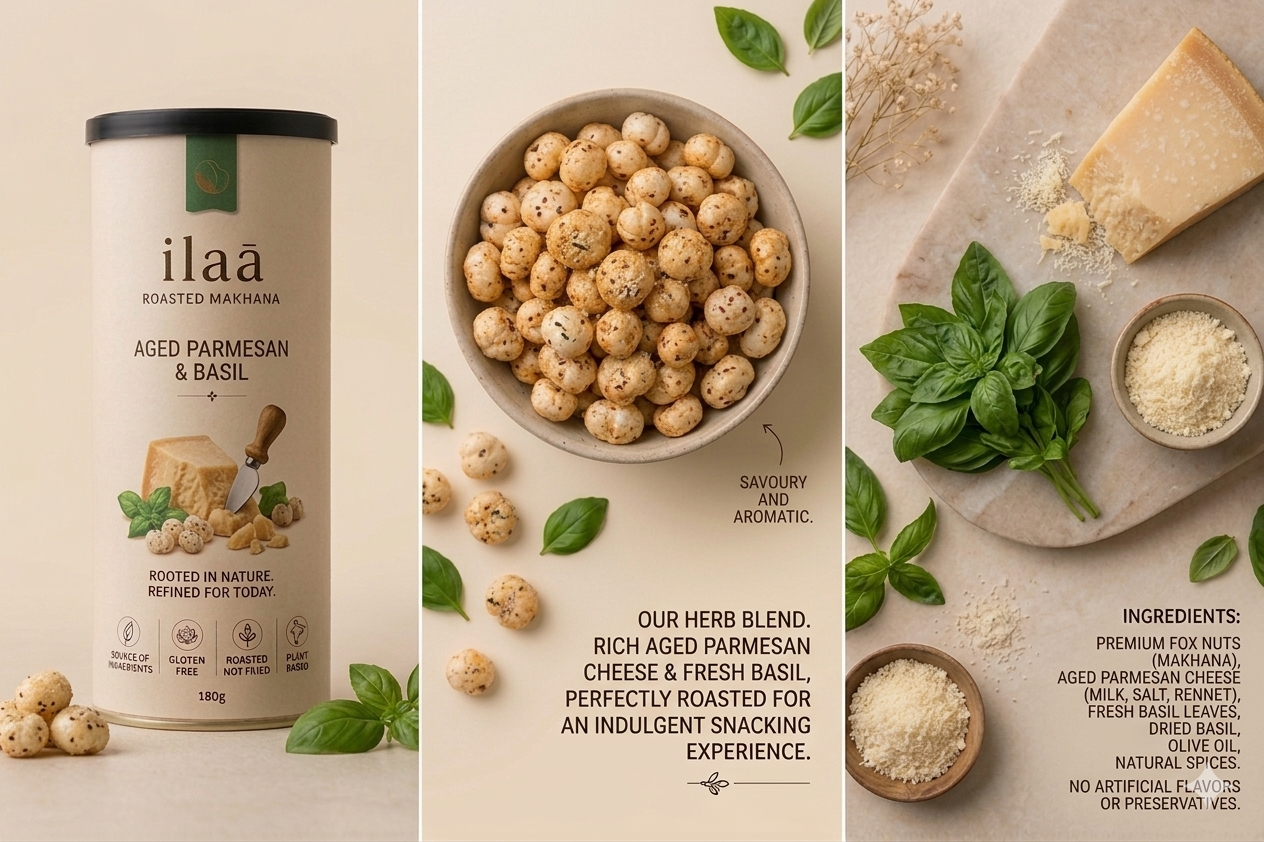 Roasted Makhana - Parmesan and Basil - 100g